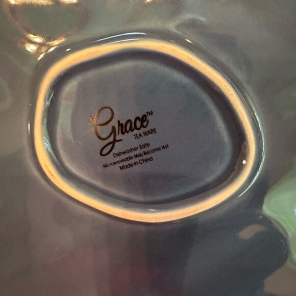 Plates Pottery Blue Cloudy Glazed Asymmetrical Heavy Serve Dinner - Picture 6 of 10